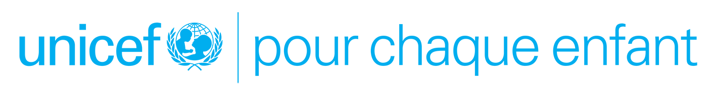 Logo de l’UNICEF avec le slogan « pour chaque enfant ». 