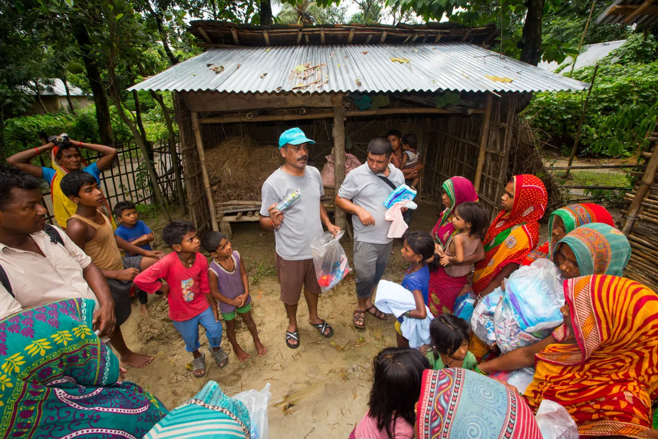 UNICEF staff Ashok Jha in Topa village in Saptari District.