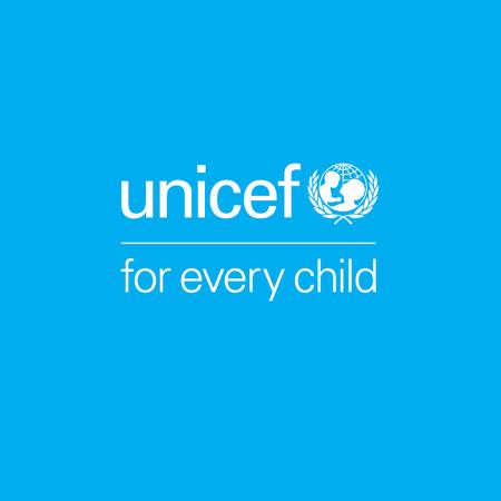 UNICEF logo with text underneath "for every child" 