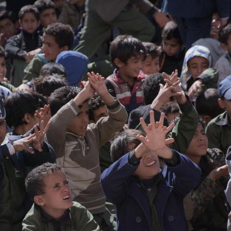 Children take part in a handwashing exercise.