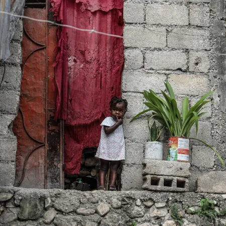 A child in Tabarre Issa, Port-au-Pince, Haiti, on 25 May 2021.