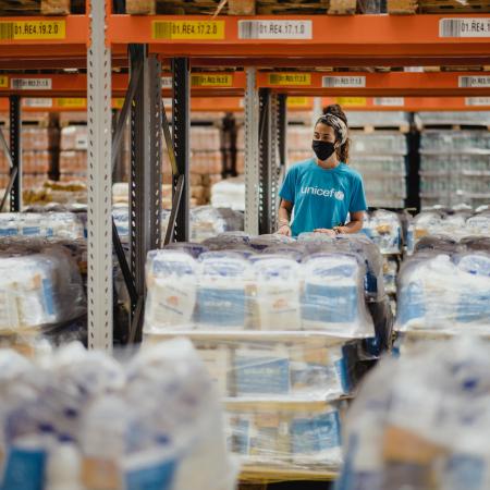 Ludmila Balanin, UNICEF Marketing Services UNV, is pictured at UNICEF's warehouse in São Paulo, Brazil.
